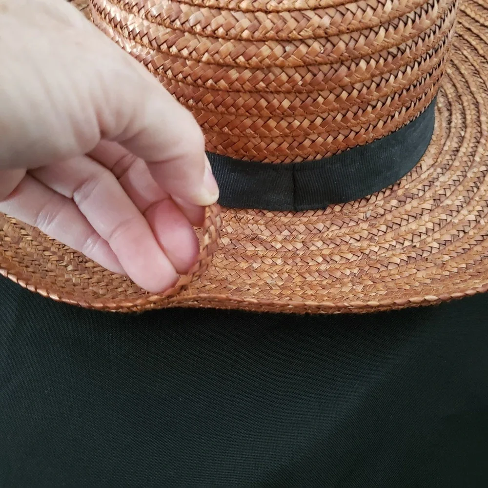 Filippo Catarzi Womens Straw Sun Hat Ribbon Summer Beach Coastal‎ Made In Italy